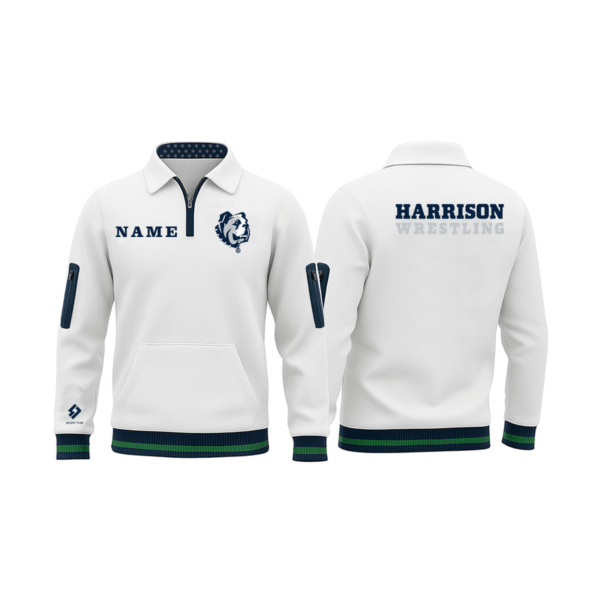 1/4 zip Jersey with Arm Pockets-White